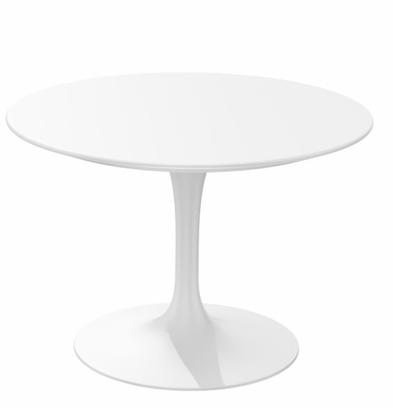 Weißer Saarinen Couchtisch von Knoll International, runder Tisch mit Mittelfuß, modernes Design.